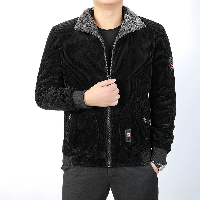 Keep warm comfortable winter corduroy down jacket for leisure, 2019, oversize, for middle age