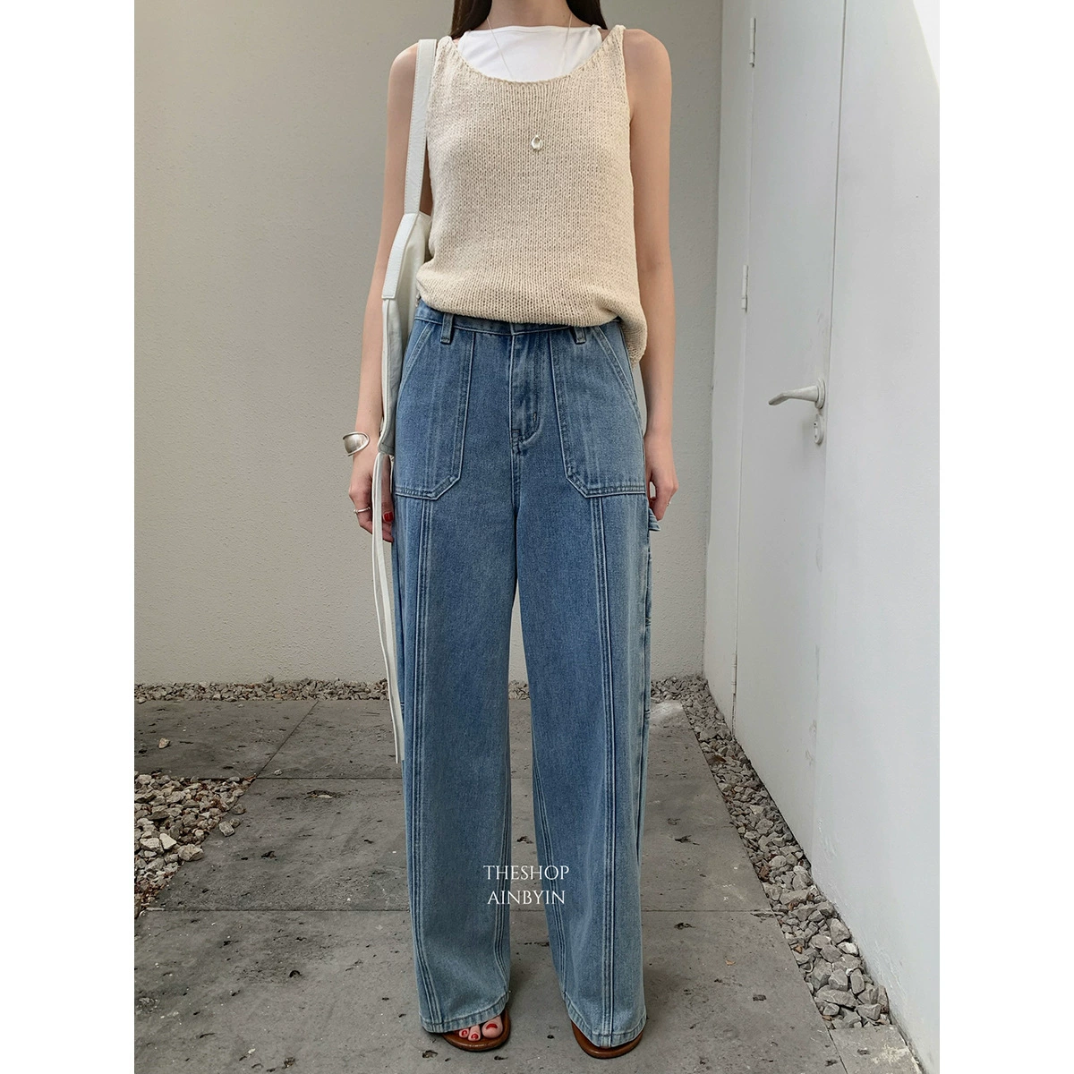 Без возможности возврата или обмена. Женские джинсы с завышенной талией, моделирующие фигуру, новинка весны 2025 года, универсальные прямые брюки с высокой талией.