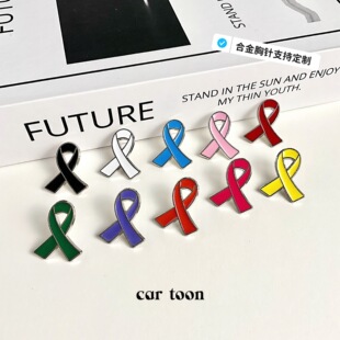 Foreign Trade 2025 New Public Welfare Ribbon Brooch Marine Protection Mental Health Event Alloy Badge Accessories