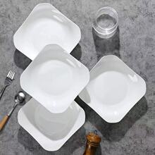 北欧创意纯白如意盘陶瓷四方盘子碟子点心深盘汤盘家用凉菜盘LOGO