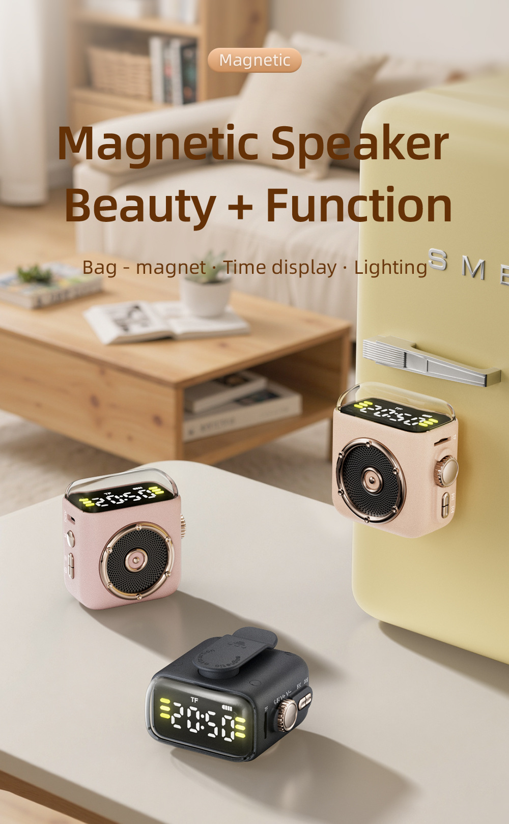 Draagbare retro bluetooth speaker met magnetische clip_voghion.com