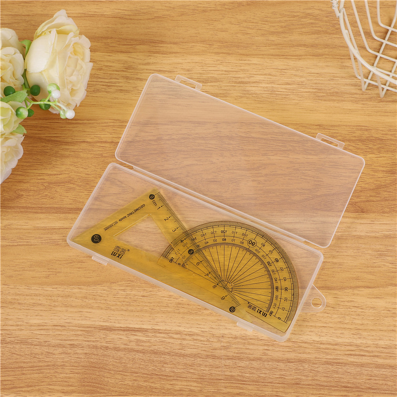 Rectangular Flat Box Conjoined Transparent Plastic Box with Lid Stationery Ruler Triangle Ruler Box Parts Set Ruler Tool Box Rectangular Flat Box Conjoined Transparent Plastic Box with Lid Stationery Ruler Triangle Ruler Box Parts Set Ruler Tool Box