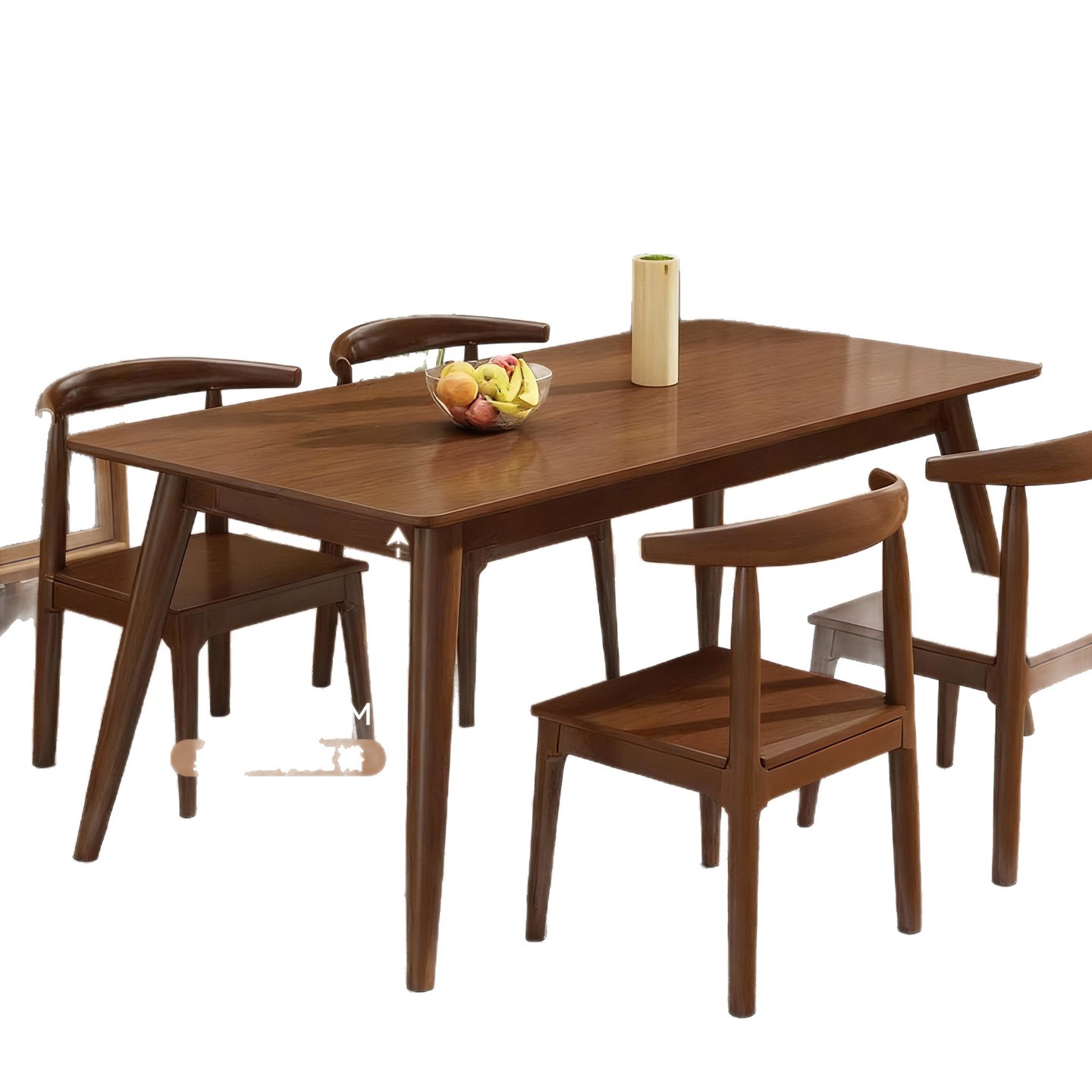Mesa de comedor de madera maciza combinación de mesa de comedor rectangular de color nuez moderna simple pequeña mesa de madera toda madera maciza