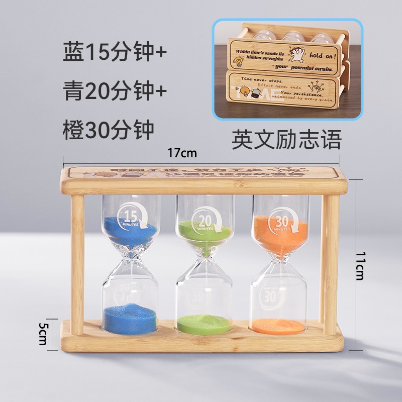 Reloj de arena luminoso redondo de bambú, temporizador resistente para aprendizaje 1/10/30 minutos