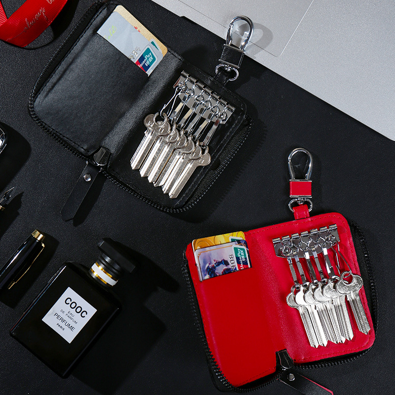 Nueva textura de fibra de carbono, llave ligera y moderna, bolsa para llaves multifunción, tarjetero, gancho, portátil, gran capacidad, uso doméstico