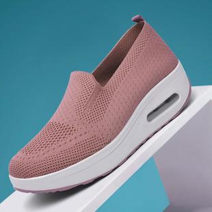 sneaker Women's Cross-border Foreign Trade 2024 New Thick-soled Air Cushion Casual Shoes Mesh Slip-on Heightened Walking Shoes for Women