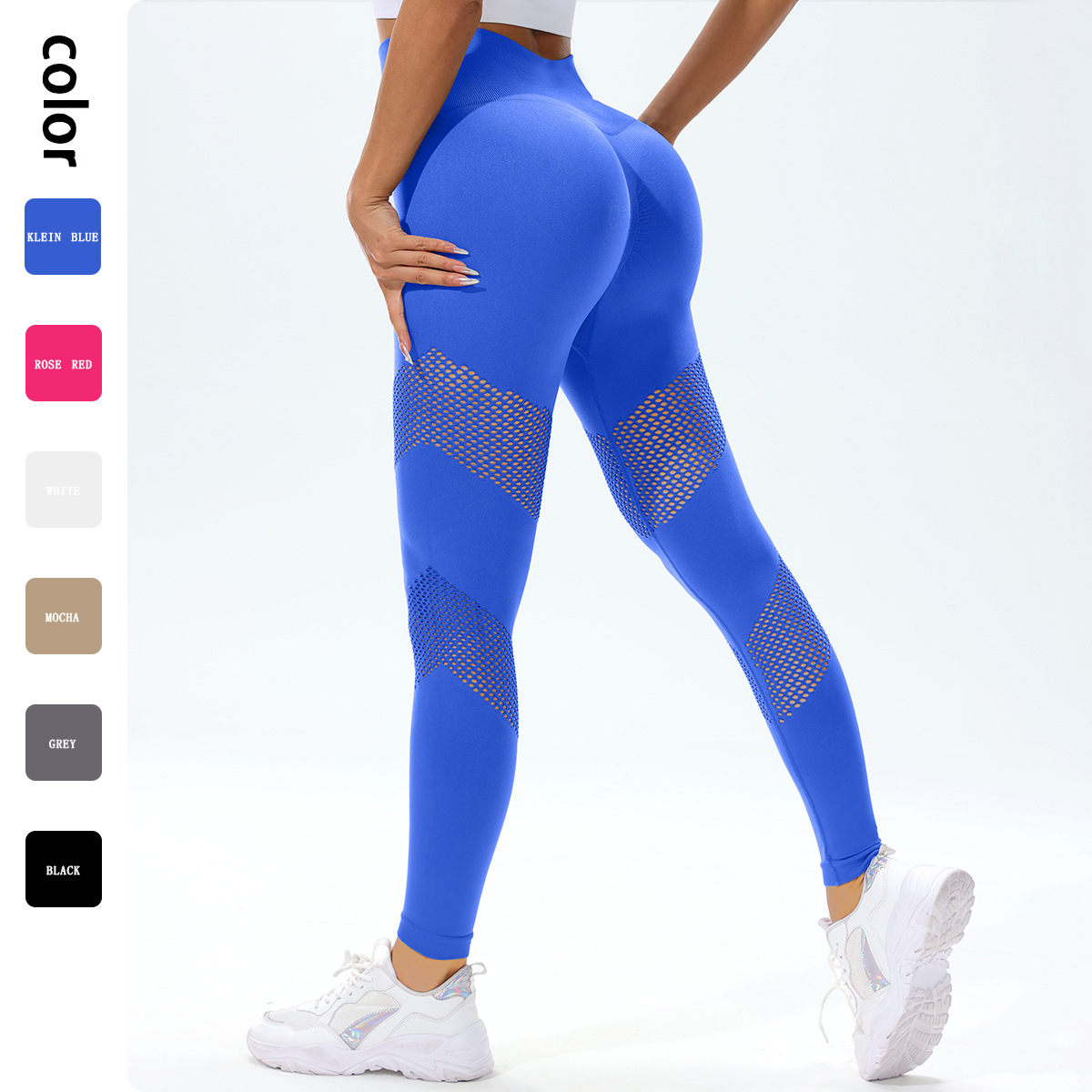 Europa y los Estados Unidos transfronterizos huecos pantalones de pantalon transpirables sin costuras elásticos de cintura alta sexy pantalones deportivos para mujeres