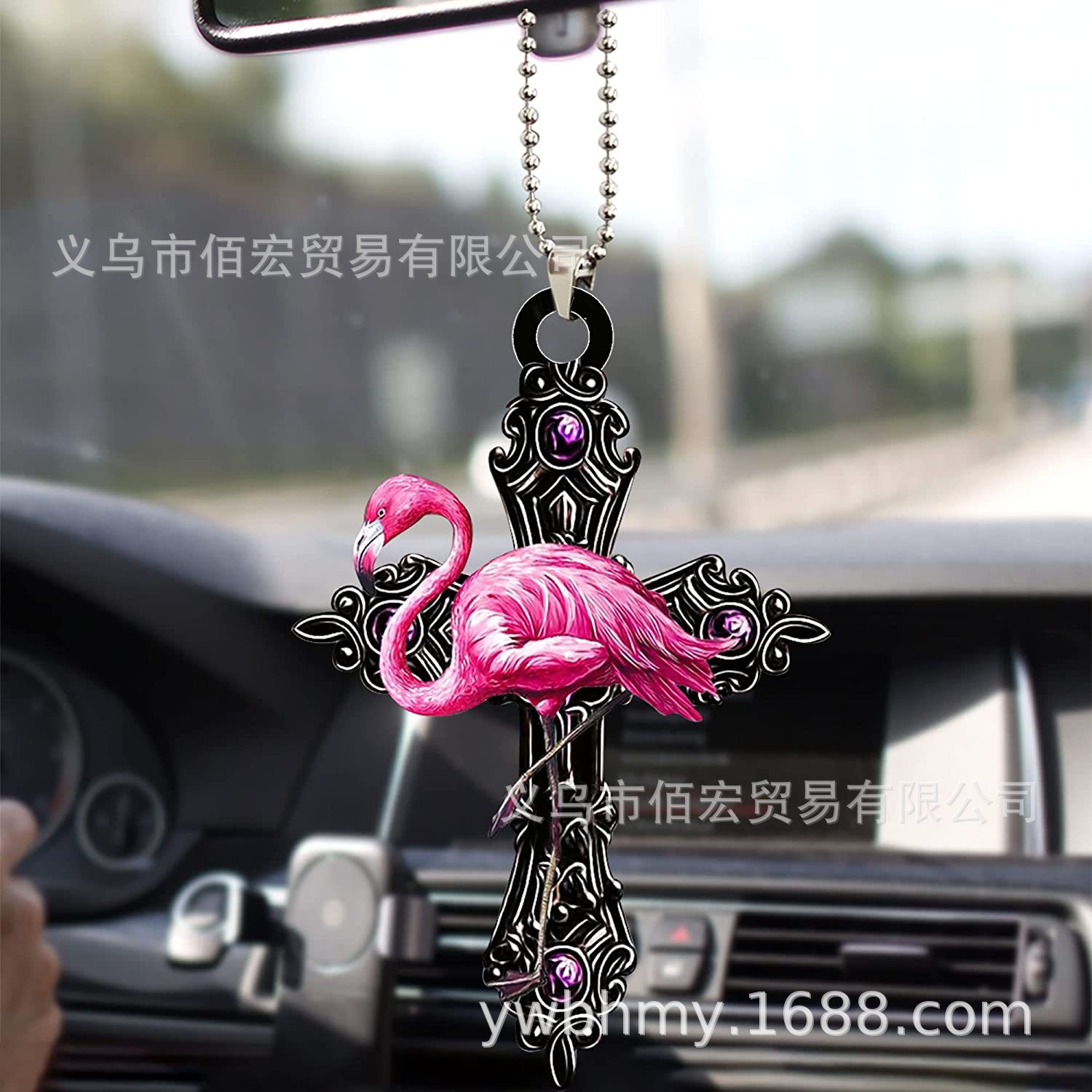 Transfronteriza nueva Púrpura Cruz ala mariposa Rosa Espejo Retrovisor Del Coche accesorios de la decoración del árbol de Navidad colgante