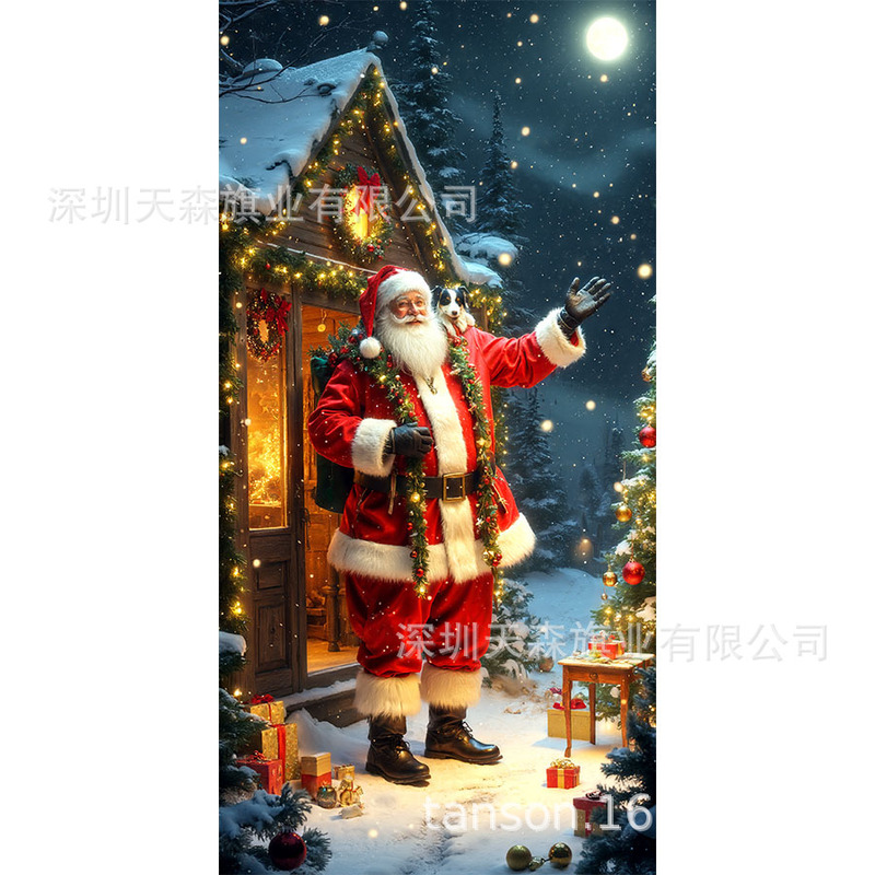 跨境新款热卖圣诞节门帘圣诞老人门盖节日装饰旗帜户外拍照背景布|undefined