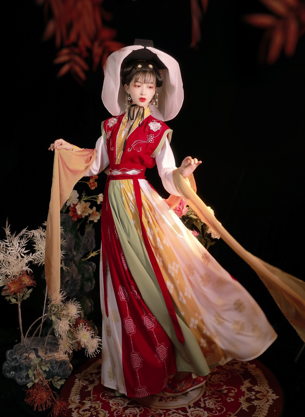 原创洛阳雪汉服女中国风印花刺绣唐制褙子齐腰襦裙春秋套装8230-阿里巴巴