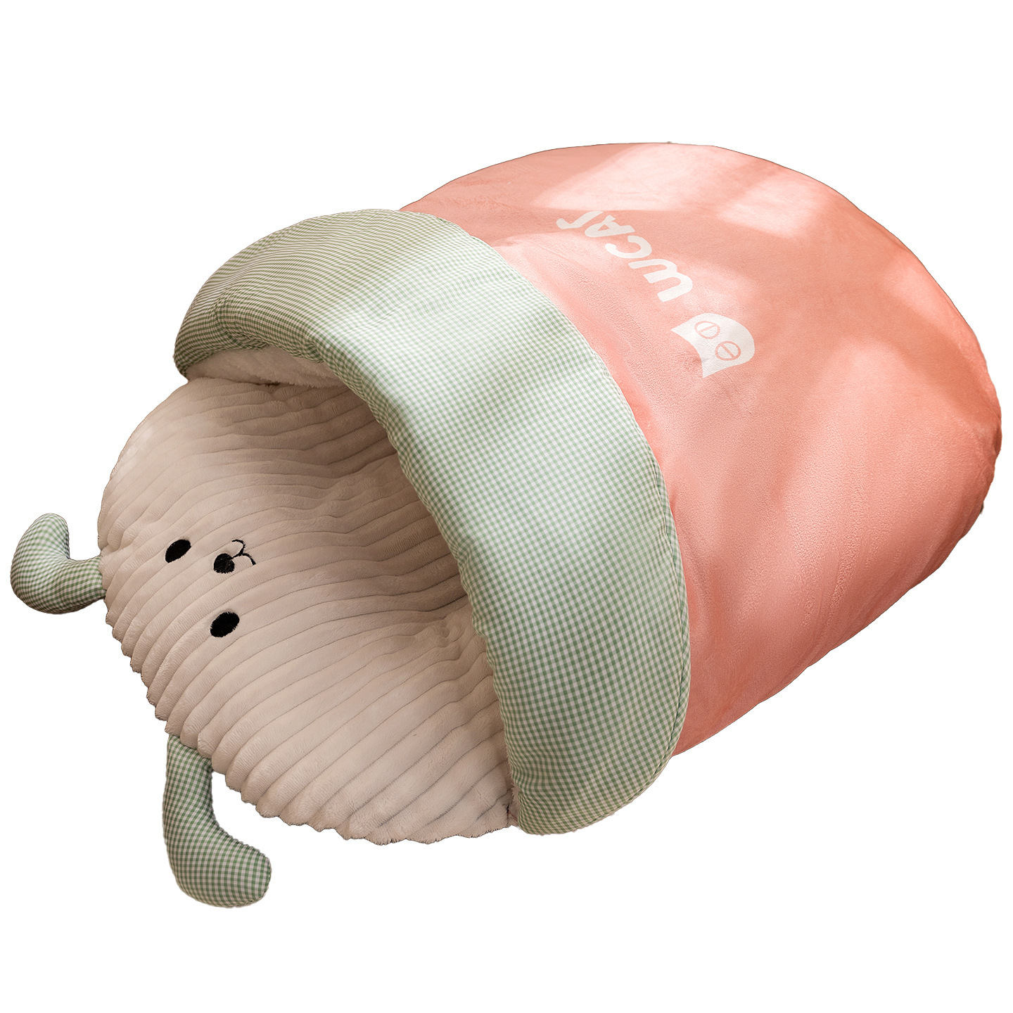 Cama de gato de mascota otoño e invierno dibujos animados tridimensionales gato bolsa de dormir semicirrada cama de gato cama de perro perforación agujero de cama cálida cama cama de perro image 6