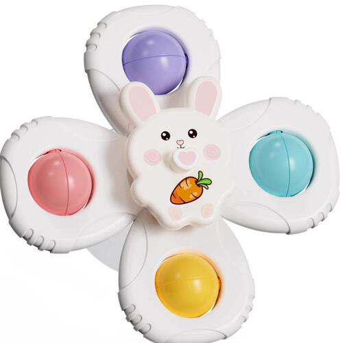 Infant Suction Cup Spinning Toy Baby Soothing Toy 0-1 Year Old 3-in-1 Biteable Top Cartoon Children's Plaything for Babies