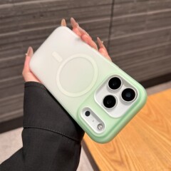 适用iPhone17PROMAX手机壳磨砂渐变磁吸苹果16肤感二合一保护套15