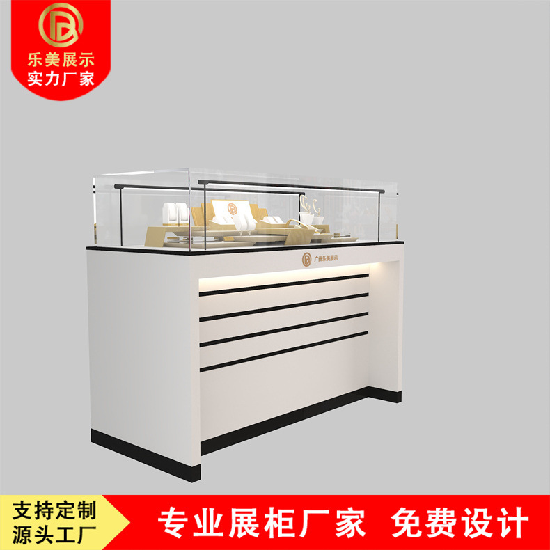 珠宝展示柜陈列黄金钻石精品珠宝陈列柜白色木烤漆玻璃直角展示柜