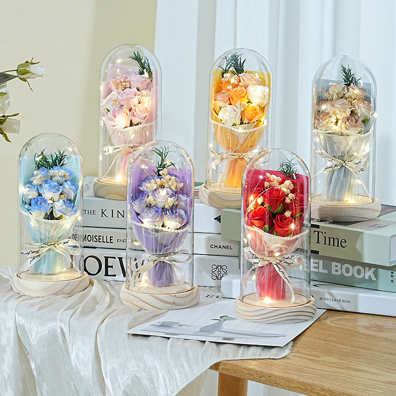520 Valentine's Day Gift Eternal Flower Gift Box Dried Flower Bouquet Rose Soap Flower Eternal Flower Artificial Flower Birthday Decoration