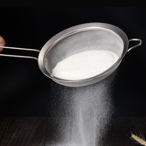 Flour sieve with handle, oil filter spoon 304 mesh stainless steel thickened wide side mesh drain 60 mesh ultra-fine mesh oil grid oil fishing