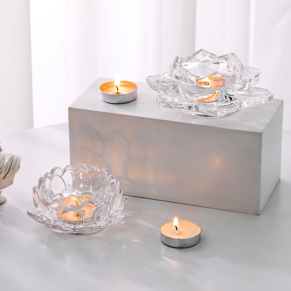ins simple estilo chino de loto candelabro de vidrio decoración para el hogar decoración para el hogar taza de cera de banano image 1
