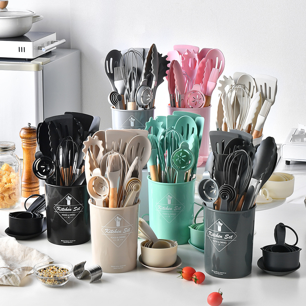 Amazon Hot Sale Silicone Kitchenware 34 Pieces Kitchen Utilities