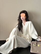 简约休闲运动毛衣套装女秋冬新款宽松设计感慵懒风针织裤子两件套