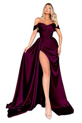 跨境外贸电商热销新品晚礼服派对主持宴会高开叉性感一字肩显瘦礼|ms