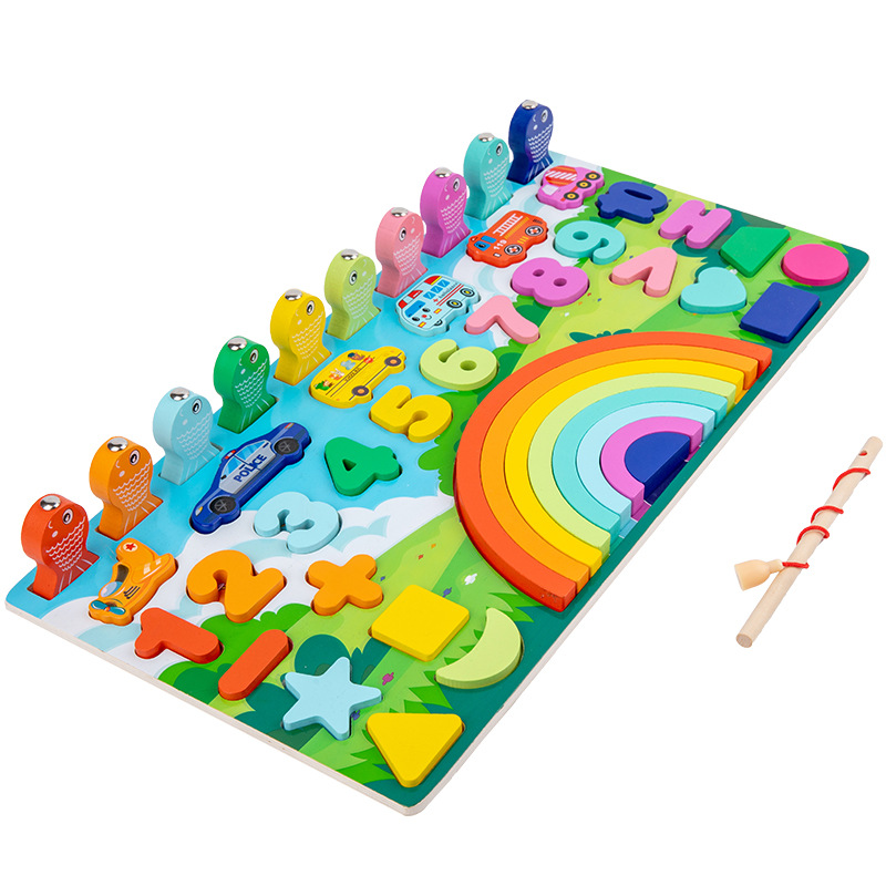 Kindergarten Educación temprana Desarrollo intelectual Baby Lesi Rainbow Tablero logarítmica multifuncional Tablero de emparejamiento alfanumérico de juguete