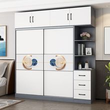 衣柜家用卧室欧式衣柜加宽生态板实木板推拉门衣橱多功能绢花通用