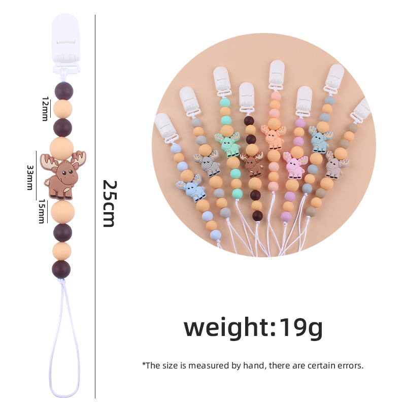 Nuevos suministros para bebés chupete cadena creativa bebé alce de silicona bebé mordedura molar anti-caída de la cadena