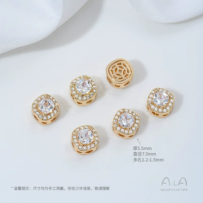 Wholesale 14K Gold-Plated Silver-Plated Zircon Round Water Drop Porous Loose Beads DIY Bracelet Necklace Jewelry Accessories (Zərgərlik ara hissələri) - z448-1-type-a-14k-white-zirconium-1-piece