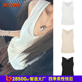 【定制升级】慵懒风V领微透背心宽松显瘦气质早秋背心上衣