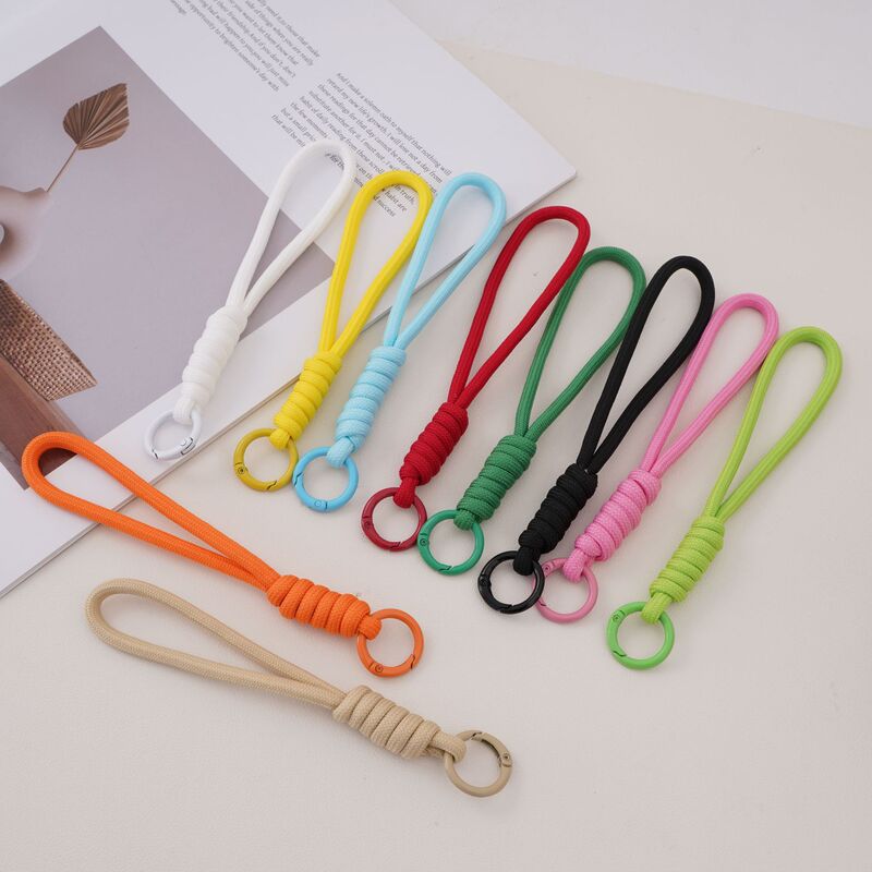 Cross-Border Hot-Selling Polyester Single-Strand Paracord Keychain Braided Lanyard Buckle Handmade DIY Homemade Hanging Bag Decorative Accessories