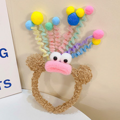 創意卡通搞怪可愛洗臉小魔女發箍頭箍毛絨歡樂搖擺小怪獸髮飾頭飾