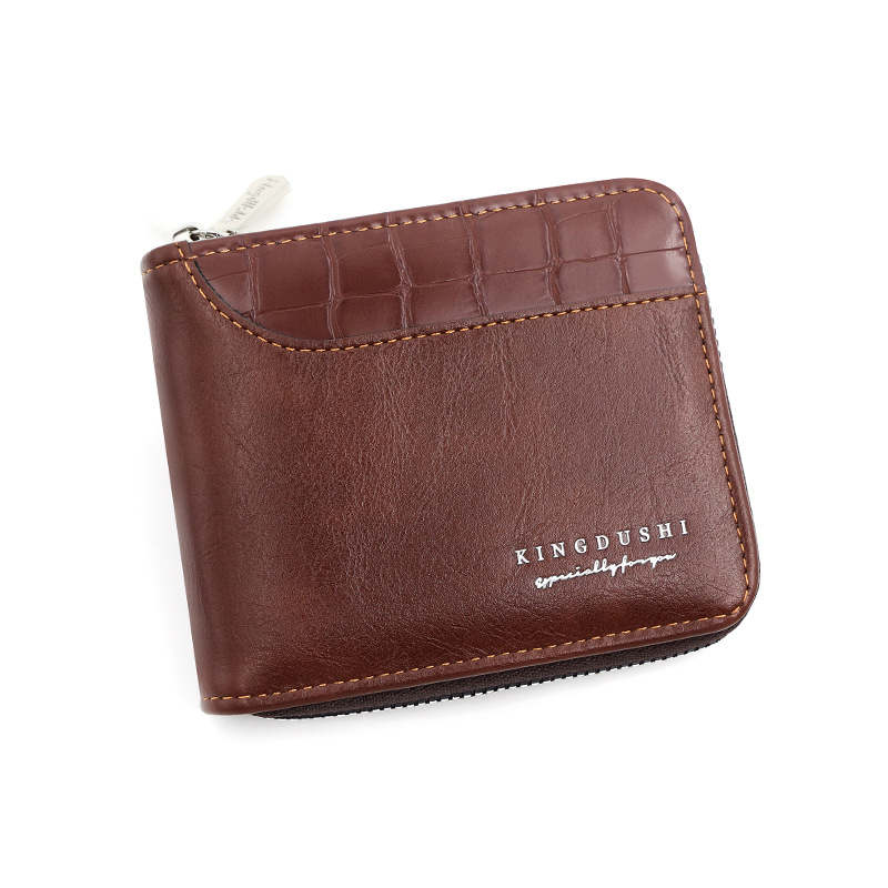 Cartera corta europea y americana de los hombres costura patrón de piedra bufanda de gran capacidad monedero triple monedero cartera multi-tarjeta al por mayor