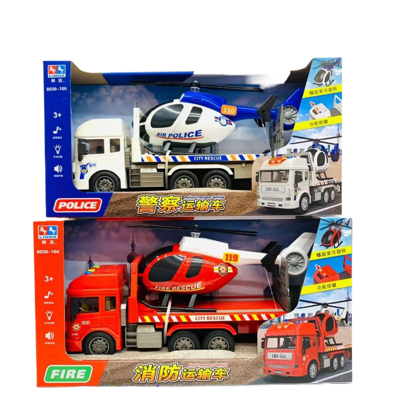Linda historia contando la inercia del coche de juguete de los niños ingeniería de la música coche de bomberos policía coche mezclador camión vehículo todoterreno al por mayor