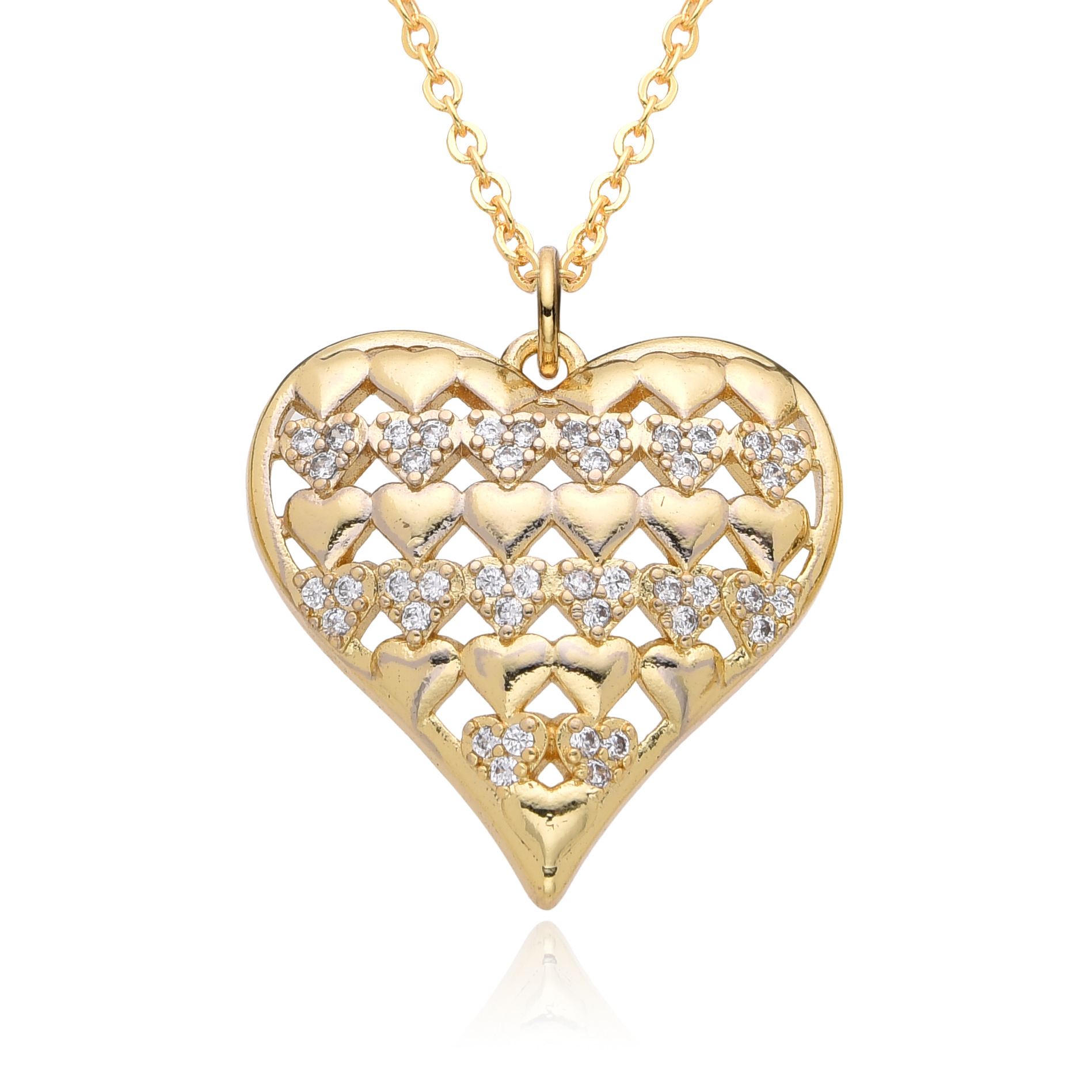 8g Weight 18K Gold Plated Plating Material Copper Pendant Material Pendant Necklace Classification Copper Chain Material 1 Piece Quantity Date, Tea Party Occasion Copper Material Heart Shape Pattern Women's Gender Sweet, Simple Style Style Copper 18K Gold Plated Heart Shape Pendant Necklace 5