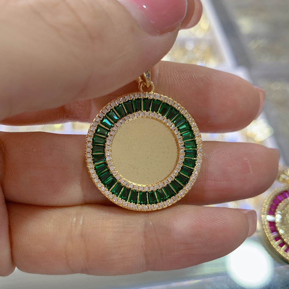 15g Weight Zircon Inlay Material Charms Classification 1 Piece Quantity Shell, Copper Material Round Pattern Plating, Inlay Design Retro, Roman Style Style 1 Piece Shell Copper Zircon Round 6