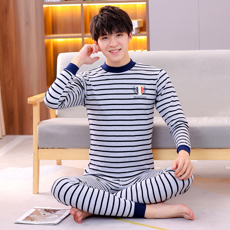 Cuello medio raya ancha azul gris