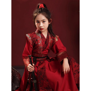 Children's Hanfu for Girls Mulan Cosplay Costume Fairy Style Girl Swordsman Flying Fish Costume Ancient Performance Outfit
