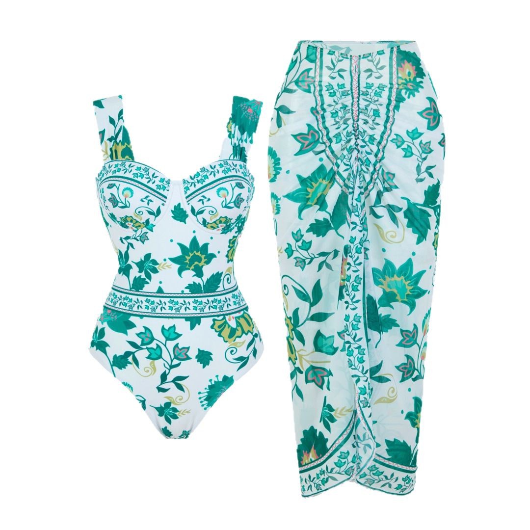 Push-Up Underwire One-Piece Swimsuit – Digital Print & Tummy Control (S-XL, Red/Blue/Purple/Green, Polyester)_voghion.com