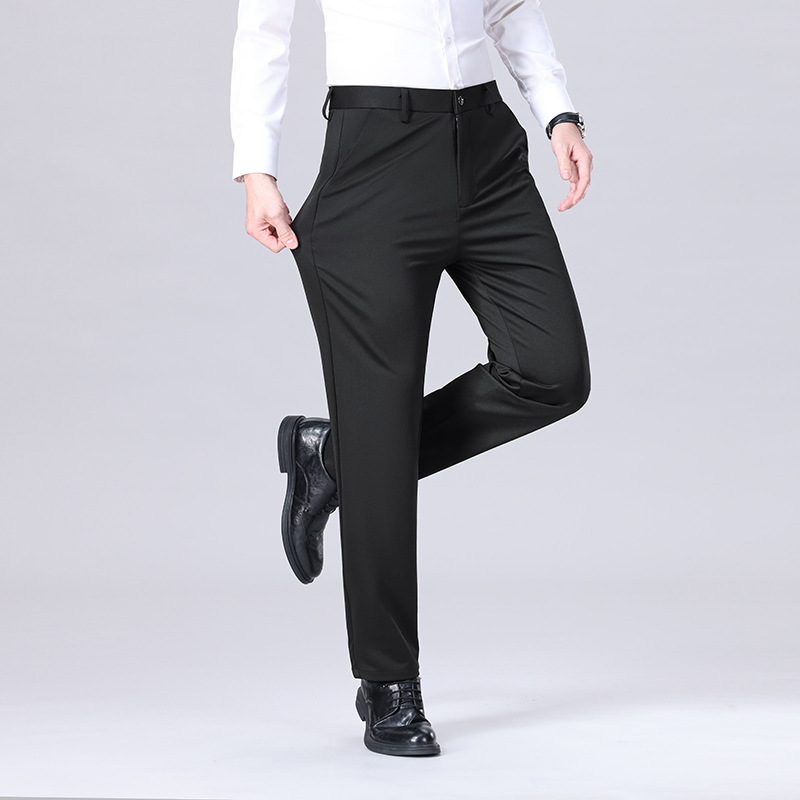 Pantalones casuales de seda de hielo para hombres, pantalones delgados y sueltos de verano, pantalones comerciales, pantalones fríos y secos rápidos para hombres