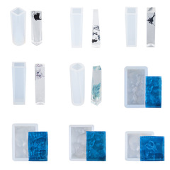 47 pieces of resin mold square and rectangular water pattern long pendant handmade jewelry keychain silicone mold