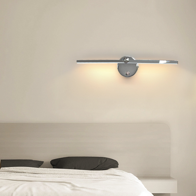 Transfronterizo dedicado moderno simple LED lámpara de pared interior espejo frontal lámpara táctil electrodeless atenuación 300 ° lámpara de pared giratoria