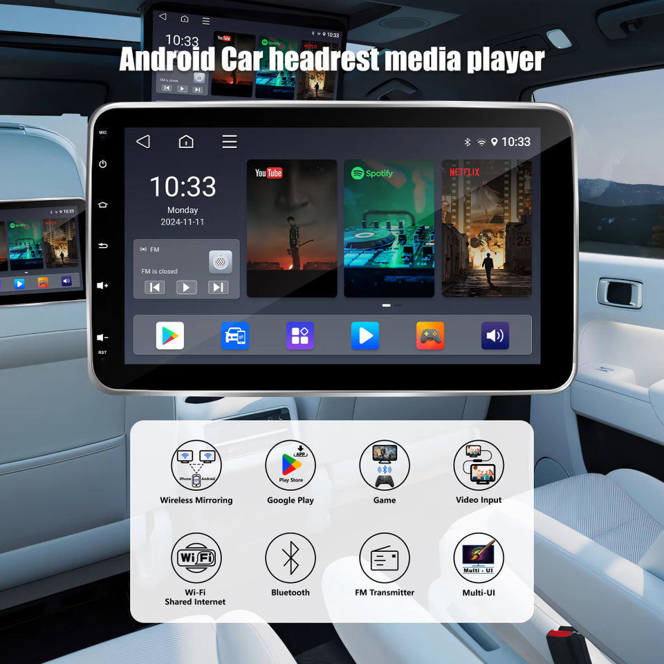 Premium selection 10.1inch advertising monitor 10.1inch rear-seat entertainment car display 10.1inch headrest Android display