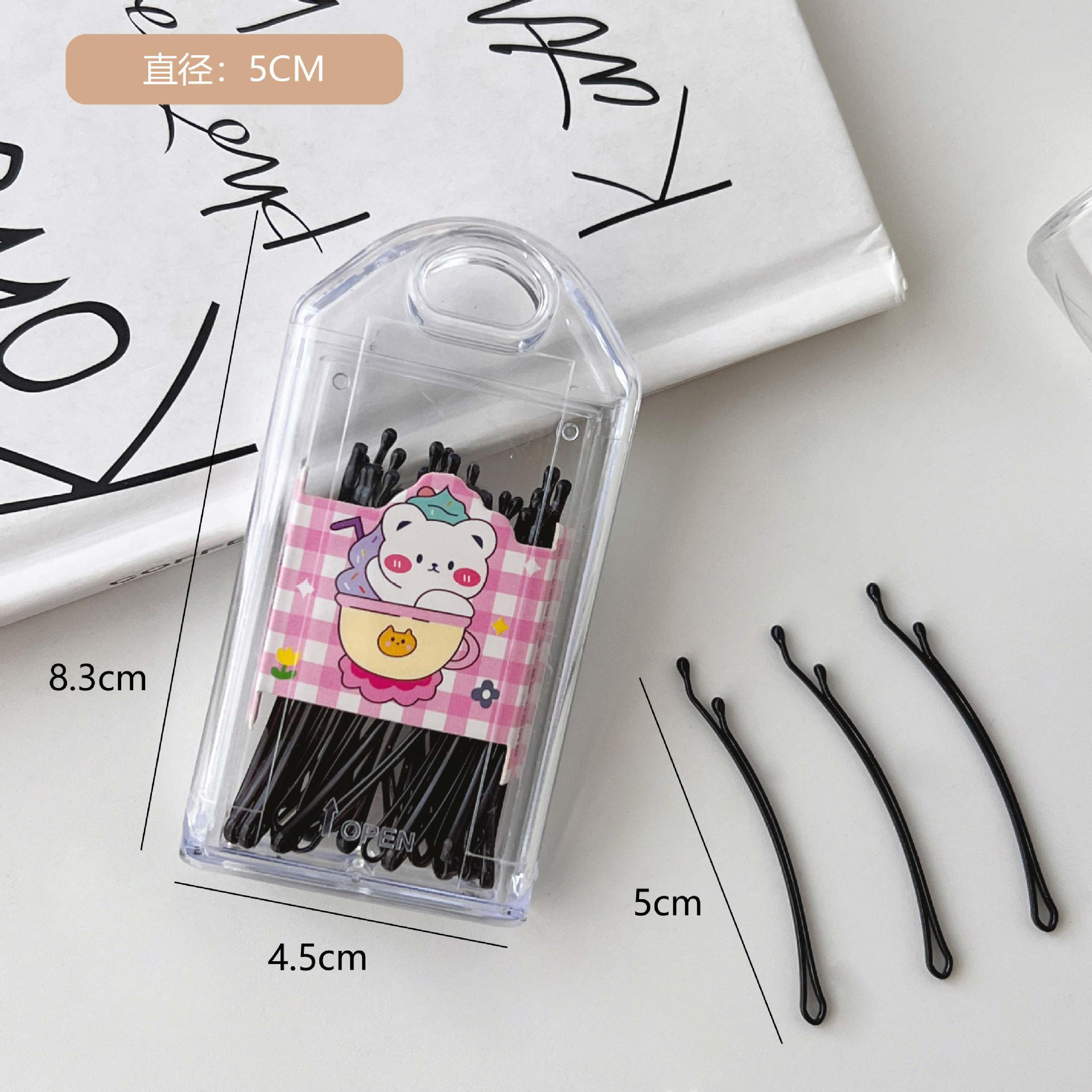 Venta caliente 100 bolsas clip de pintura en aerosol negro clip de acero horquilla rota flequillo clip hombres y mujeres mismo estilo clip de pelo