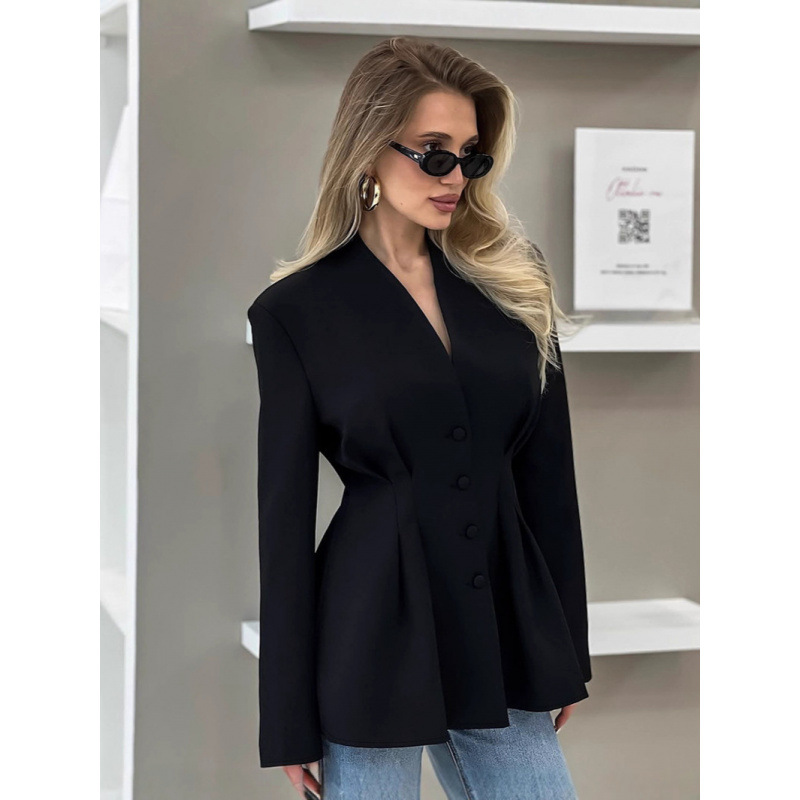 Dames blazer jas voor de herfst met elegante getailleerde pasvorm_voghion.com
