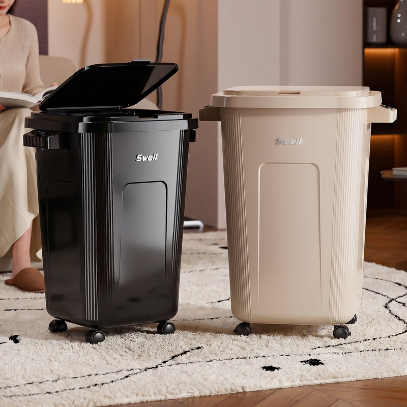 Household kitchen trash can, large-capacity movable storage bin with wheels for living room, bathroom, and toilet, thickened garbage basket Household kitchen trash can, large-capacity movable storage bin with wheels for living room, bathroom, and toilet, thickened garbage basket