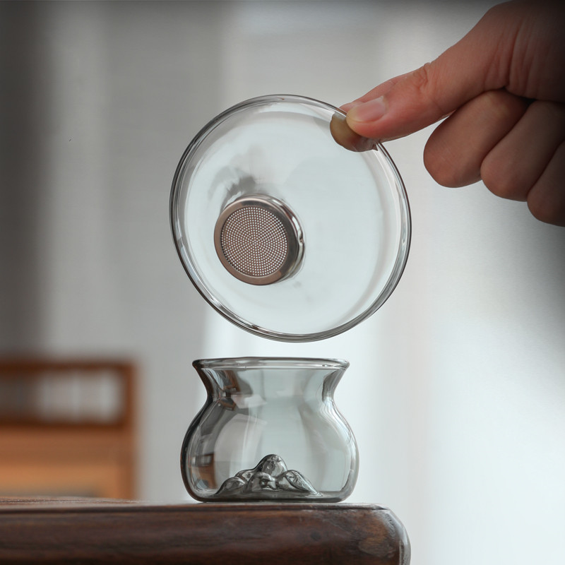 高ホウ素シリコン透明ガラス茶漏れ観山造形フィルタ付き漏斗茶水分離茶器茶器部品|undefined