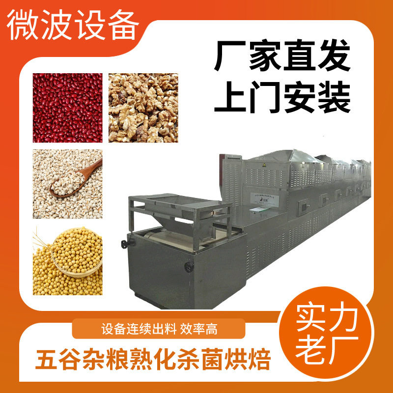 连续式微波熟化机 五谷杂粮大豆花生熟化设备隧道式熟 化设备