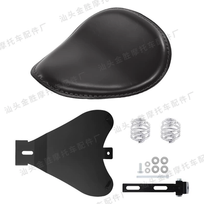 Horse 400 Retro Motorcycle Seat – Motorcycle cushion - pu-leather-black-seat-cushion-short-round-spring-electroplating-bracket