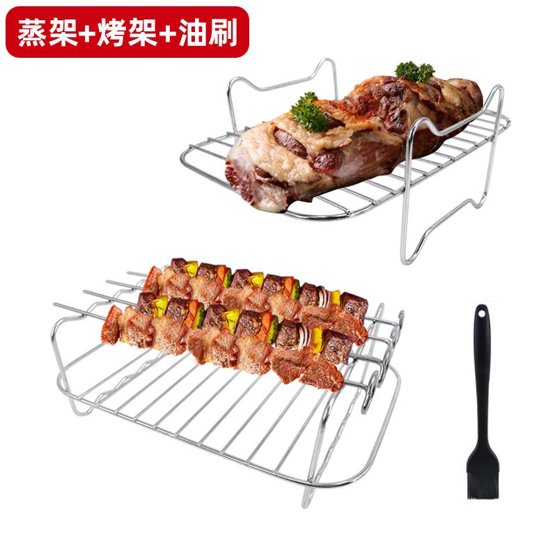 Accesorios para parrillas para freidoras de aire, parrillas para barbacoa, parrillas de acero inoxidable, parrillas al vapor, brochetas rectangulares de doble olla, parrillas para barbacoa