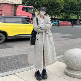 韩系赫本风加厚灰色呢子大衣女秋冬2024新款中长款毛呢外套